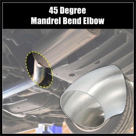 Hihaha OD 2" 45 Degree Mandrel Bend Exhaust Elbow Pipe SS304 Stainless Steel Bend Tube 20GA /.036" Wall Thickness Exhaust Piping for Car Exhaust Pipe Elbow Modified 2pcs Durable Material