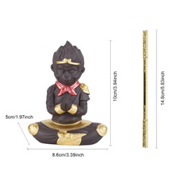 Lbwstellar Purple Clay Monkey King Tea Pet Statue – Sun Wukong Fighting Buddha with Ruyi Golden Cudgel, Handcrafted Journey to The West Decor for Home, Office, Car & Yoga Ornament Gift