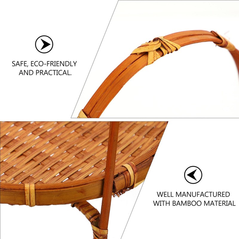 Cabilock Bamboo Easter Basket with Handles Woven Basket for Fruit