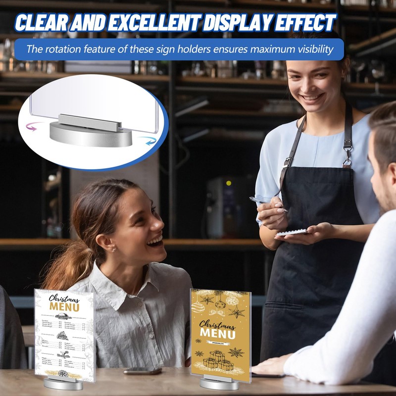 6 Pcs Acrylic Rotating Sign Holder Double Sided Swivel Sign