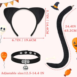 LXONTSG Cosplay Cat Accessories, Cat Cosplay Set, Carnival Cat Cosplay Accessories, Cat Cosplay Costume, with Black Cat Ears, Headband, Tail Collar, for Children and Adults