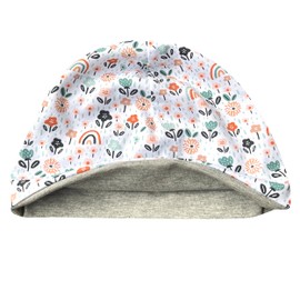 Wollhuhn Boys/Girls Shorties Beanie/Beanie Hat/Knitted Hat/Children's Hat Comfortable Many Designs Jersey Double Layer Lined Transitional Periods (Eco Fabrics/Organic) 2024202401, Rainbow/Flowers