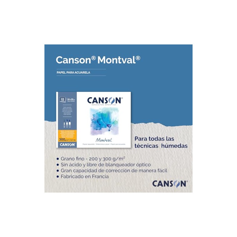 CANSON Montval Watercolour Paper Spiral Pad, Fine Grain, 300 gsm,