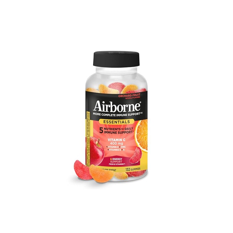 Airborne Immune Essentials Gummies, Orchard Fruit, 132ct | 400mg Vitamin