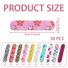 SYEYCW 30 Pcs Mini Nail Files, Professional Double Sided Emery Boards for Nail, Colorful Floral Washable Nail Files, for Shaping Artificial Natural Nails and Extensions Nails Tools for Home and Salon