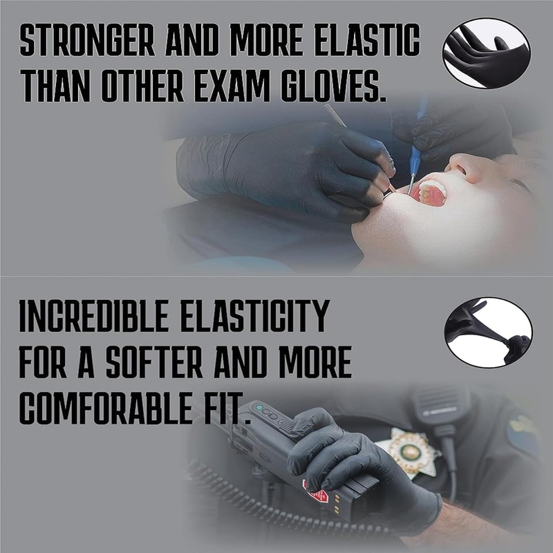 Blackwork Latex Tattoo Gloves, Medium (100 Pack) - Black Gloves