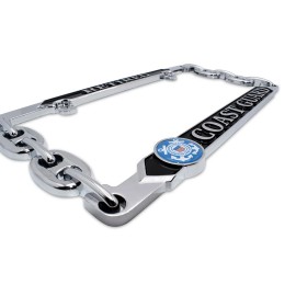 COAST GUARD RETIRED LOGO  3D CHROME USA MADE LICENSE PLATE FRAME