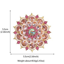 MEEDOZ Vintage Crystal Rhinestone Flower Brooch Pins for Women Fashion Snowflake Sunflower Brooches for Dress Suit Hat Accessories broach Jewelry (Pink)