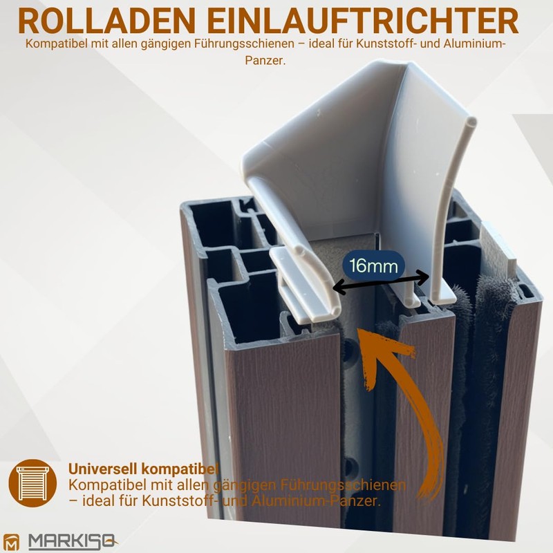 Universal Inlet Funnel for Roller Shutters, Roller Shutter Guide in