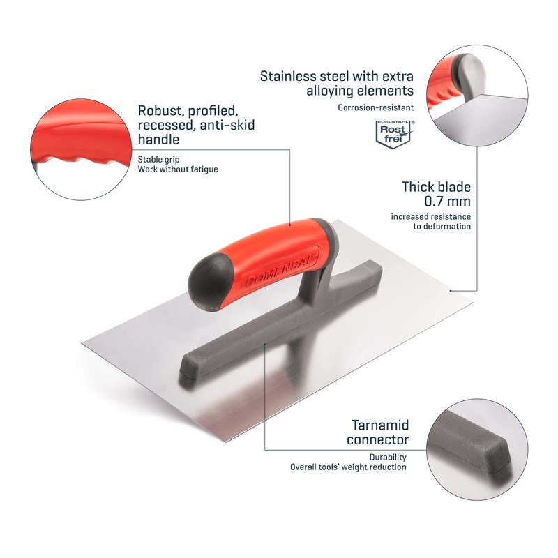 COMENSAL Smoothing Trowel Stainless Steel TD - Professional Stainless Steel
