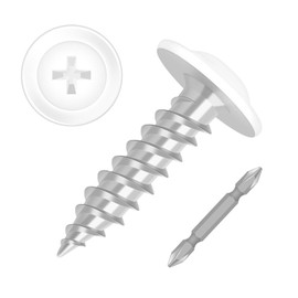 Bykonh #8 x 3/4" Modified Truss Wafer Head Wood Screws, Alloy Steel Fast Self Tapping Screws with Cross Drill Tail, White Head, Zinc Plated, 100 PCS