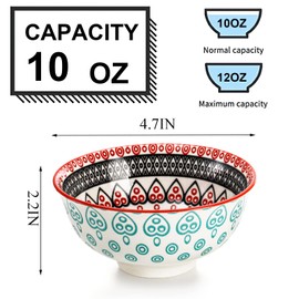 Cedilis 12 Pack Small Ceramic Bowls, Colorful Porcelain Ice Cream Bowl, 10 Fl-oz Assorted Dessert Bowls, Decorative Bowl Set for Snack, Yogurt, Appetizer, Condiments, Dip, Soup, Rice