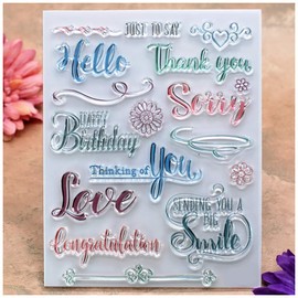 Kwan Crafts Words Thank You Happy Birthday Love Smile Congratulation Clear Stamps for Card Making Decoration and DIY Scrapbooking