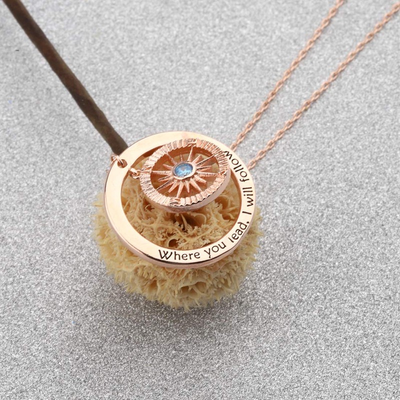 CHOORO Collar con colgante de brújula, regalo para madre e
