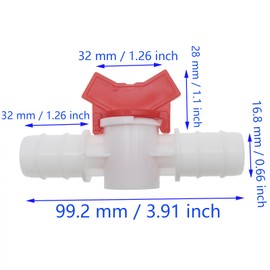 FDXGYH 2pcs Barbed Ball Valve 3/4-Inch ID in-Line Ball Valve Shut-Off Switch with Hose Barb (White)