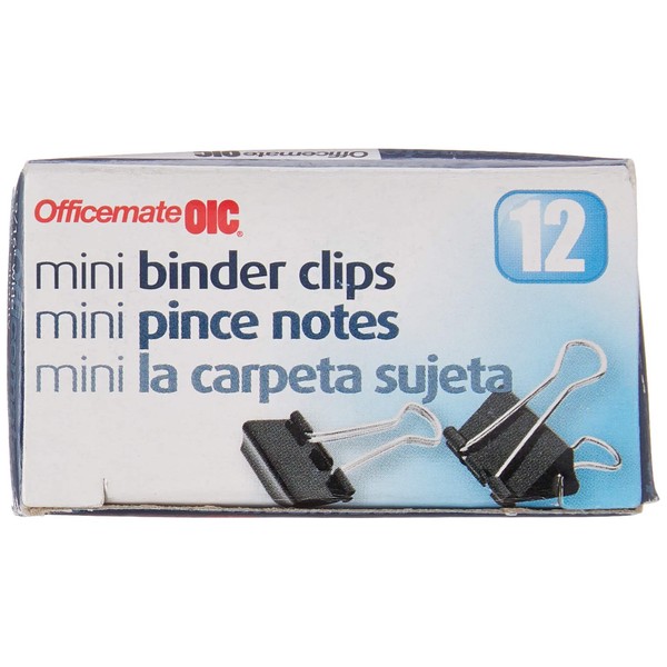 OIC(R) Binder Clips, Mini, 1/4in. Capacity, Box of 12