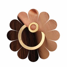 Aneneiceera Boho Geometric Circle Hoop Dangle Earrings Stud Gold Instructions Round Drop Earrings Light Circle Front and Back Earrings Hollow Round Prom Jewellery for Women and Girls, Metal