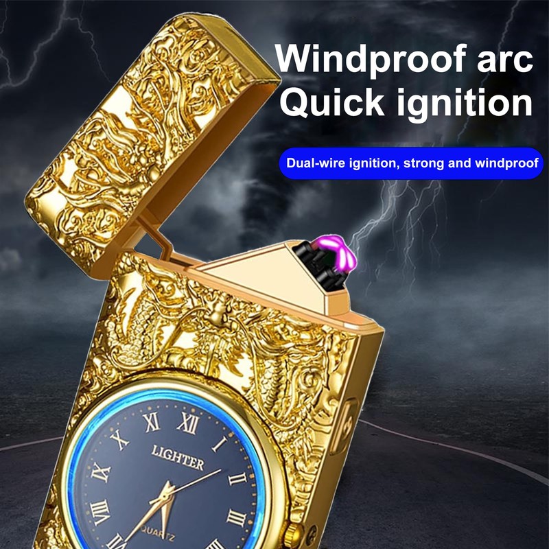 Plasma Portable Electric Lighter, Windproof USB Rechargeable, with LED Lighting