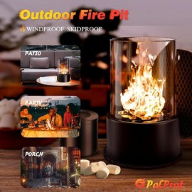 Tabletop Fire Pit Indoor Outdoor: PalProt 10" Table Top Firepit with Glass Rocks - Small Round Patio Fireplace Bowl with Mat - Portable Home Decor - Long Lasting Flame: 2 Replaceable Burning Chamber