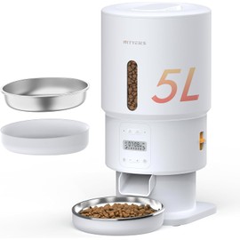 Automatic Cat Feeder - 5L Anti-Clog Cat Food Dispenser Keeps Dry Food Fresh, 10s Voice, 1-6 Meals/Day, Programmable Portions, 180-Day Battery Life, Easy to Clean Auto Pet Feeder for Multi Cats & Dogs