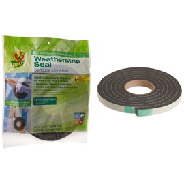 Duck Brand Self Adhesive Foam Weatherstrip Seal for Extra Large Gaps, 3/4-In x 1/2-In x 10-Ft, 1 Roll, 284426
