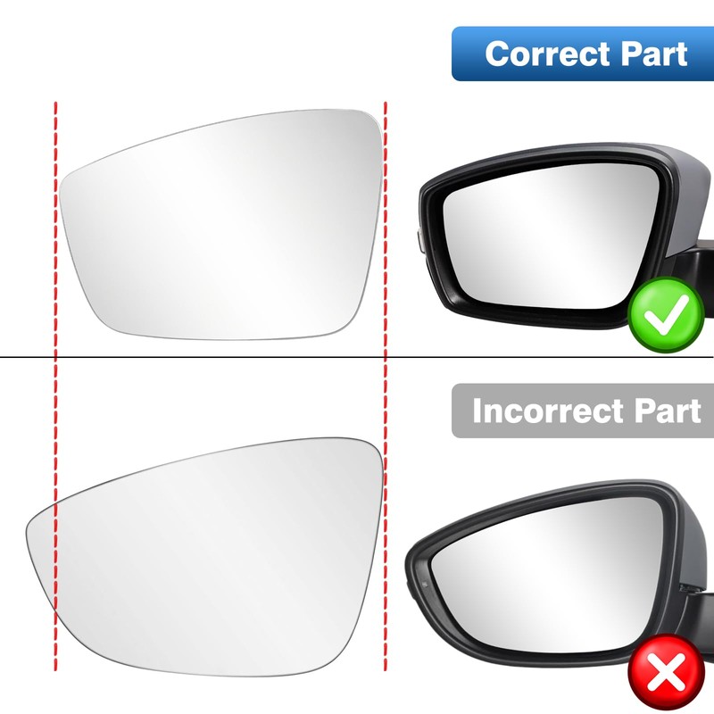 Turvysen Driver Side Mirror Glass Compatible with 2011-2018 Volkswagen Jetta,