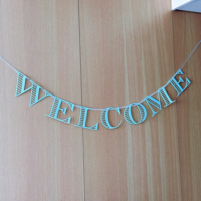 WELCOME Stripe Letter Banner (Matte Blue)