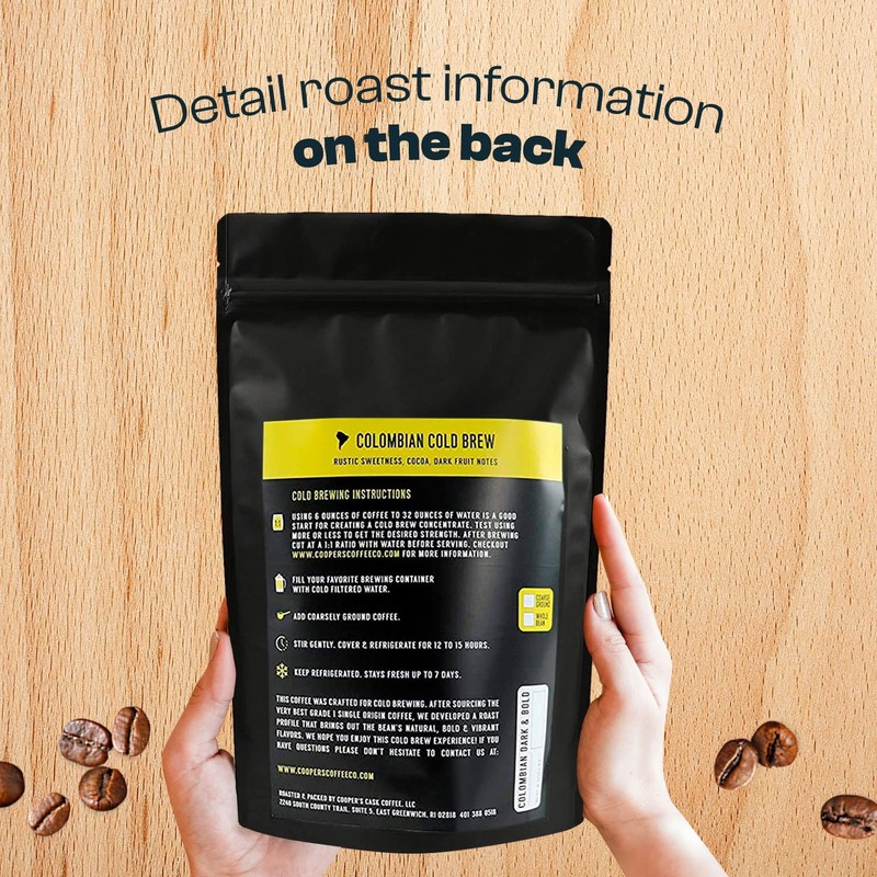Colombian Dark Roast, Single Origin, Gourmet Organic Cold Brew Coffee