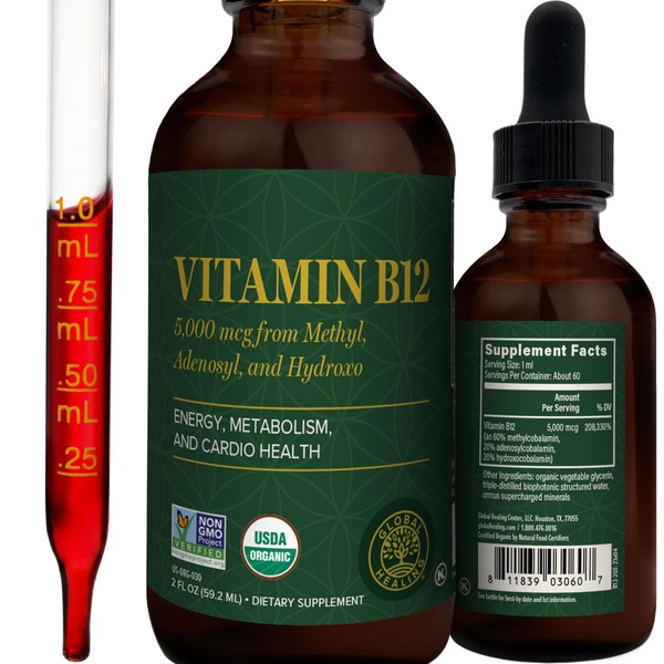 Global Healing - Organic Vitamin B12 5000 MCG Sublingual Liquid