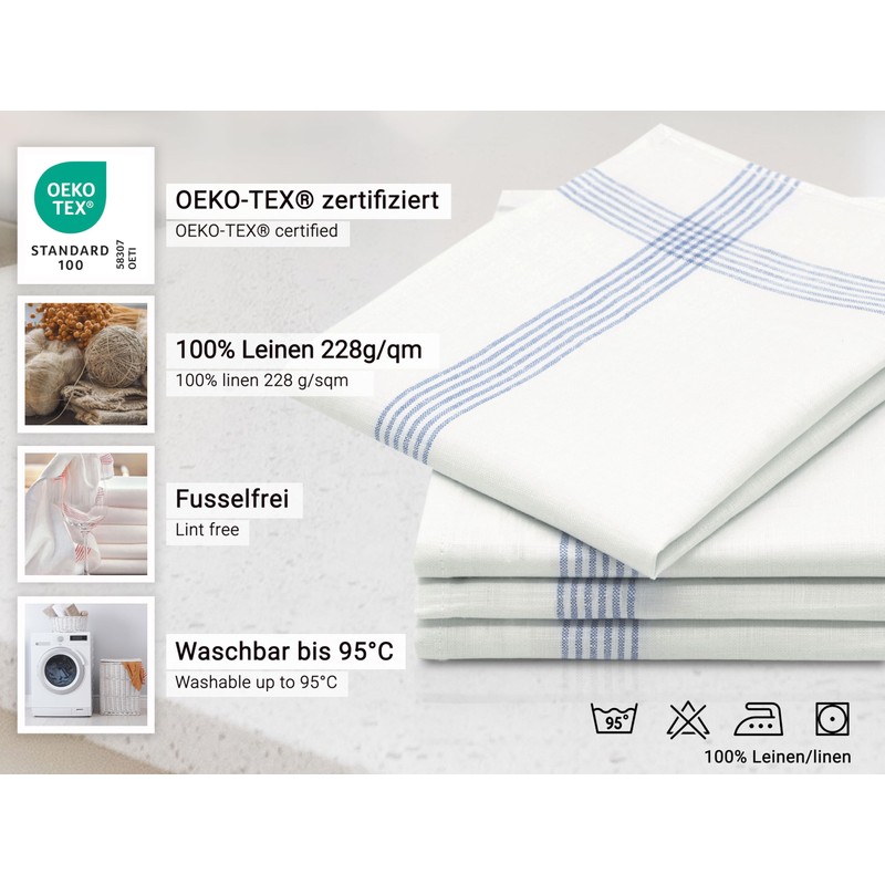 ZOLLNER Set of 4 Tea Towels, Kitchen Towels, 50 x