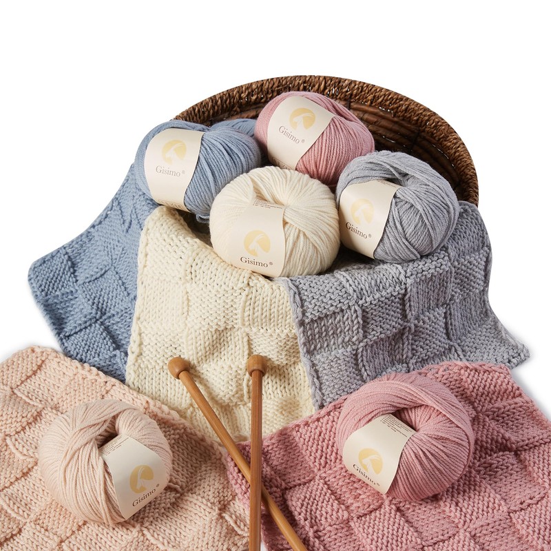 Gisimo 100% Merino Wool Yarn, 6-Ply Luxurious and Soft Yarn