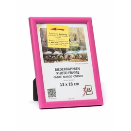 3-B ULM Picture Frame 13 x 18 cm Pink Wooden Frame Portrait Frame with Acrylic Glass
