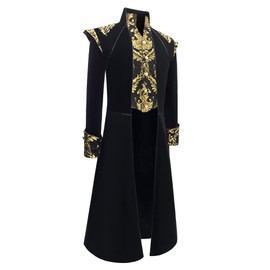GONSIDA Men's Steampunk Medieval Tailcoat Jacket Victorian Gothic Frock Coat (Black, Medium)