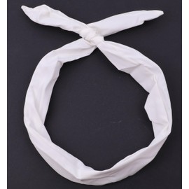 Mytoptrendz® Plain Wire Headband Retro Wired Hair Band Women Girls Pin Up Rockabilly Head Band Head Hair Wrap Long Wired Scarf Hair Tie Head Scarf (White)