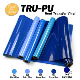 TransOurDream Tru-PU Heat Transfer Vinyl Roll, 12'' x 5ft Matte Dark Blue HTV Vinyl for Explore AIR 2, Maker, Cameo, Matte Blue Iron on Vinyl for T-Shirts, Thinner, Soft, Sticky, Unprintable