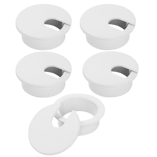 1-3/8" White Desk Grommet, JTemgle Plastic Cable Hole Cover Computer