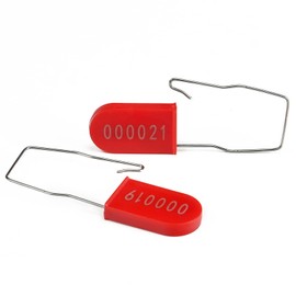 LeadSeals 50PCS Plastic Padlock Security Seals Metal Wire Padlocks Electric Meter Seal Disposable Anti-Tamper Lock Numbered Anti Tamper Tag Hasps Red