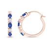 Oval Cut Simulated Blue Sapphire With Natural Diamond Hoop Earrings