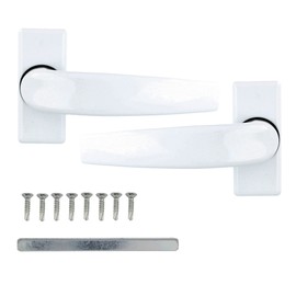 Amig - Rosette Handle for Doors | DELTA Model | 121 x 72 mm | 8 mm Square, Elegant and Simple Design, Ergonomic Handle, White Aluminium
