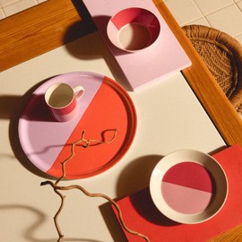 Arabic Plate, Vocco, Pink/Red, Diameter Approx. 8.3 inches (21 cm)