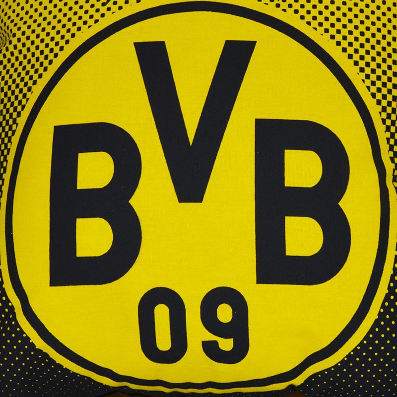 Borussia Dortmund, Polyester, BVB cushion with emblem, black/yellow, 40 x