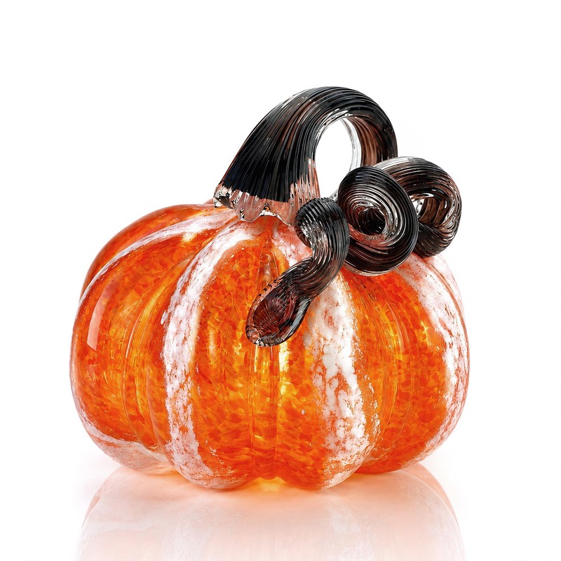 Hand Blown Glass Pumpkin Collectible Figurine Art Glass Pumpkin Paperweight