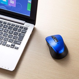 Sanwa Supply MA-BTBL155BL Bluetooth 5.0 Mouse, Silent, Blue LED, 5 Buttons, 2400 dpi (3 Level Switching), Small, Blue