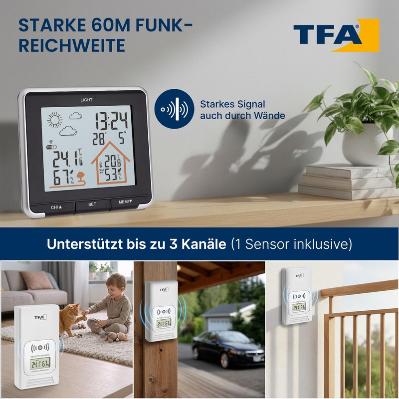 TFA Dostmann Digital Life Weather Station with Radio, Including Outdoor