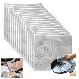 BIGJJIN New Multifunctional Non-Scratch Wire Dishcloth, Multipurpose Wire Dishwashing Rags, for Wet and Dry, for Dishes, Sinks, Counters, Stove Tops