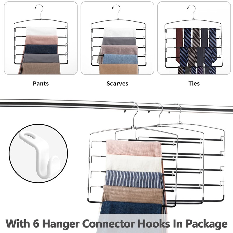 FeeraHozer Pants Hangers Non Slip 6 Pack Space Saving Hangers