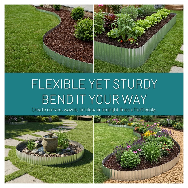 50FT Galvanized Steel Corrugated Metal Landscape Edging – Flexible &