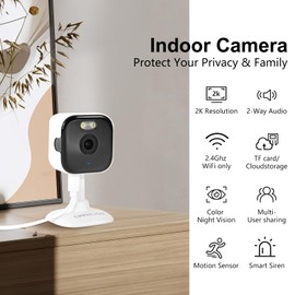 COOHILIGH 2.4G/5G Security Camera Indoor, 2K Pet Camera Indoor with Phone App, Foldable WiFi Baby Camera Motion Detection, Two-Way Talk, IR/Color Night Vision