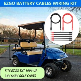 FIXHAWK EZGO Battery Cables, Golf Cart Battery Cables Set for EZGO TXT 36V and 48V 1994-UP Golf Cart，4 Gauge 7 PC AC/DC Wire, Pure Copper Golf Cart Battery Cable Set