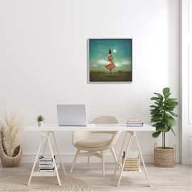 Stupell Industries Fluffy Clouds Surrounding Floating Woman Red Dress, Design by Duy Huynh